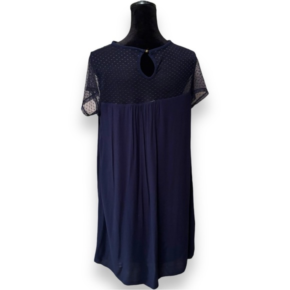 Xhilaration Flowy Lightweight Navy Lace Detail Keyhole Back Cutout Mini Dress - Picture 3 of 16